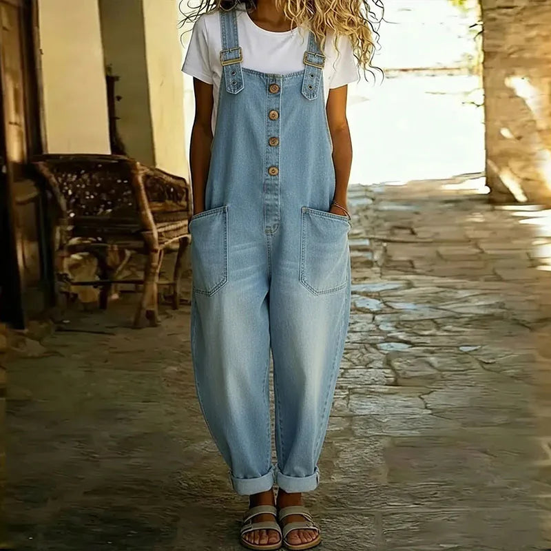 Mae | Vintage overalls i blød bomuldsdenim med justerbare stropper