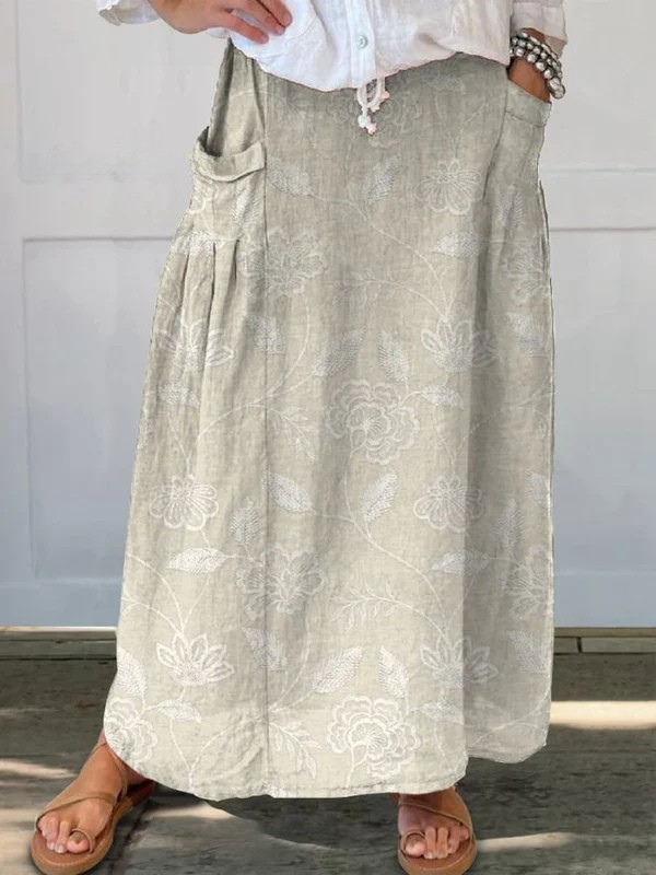 Dally™ | Vintage-blomstret nederdel med elastisk talje og lommer
