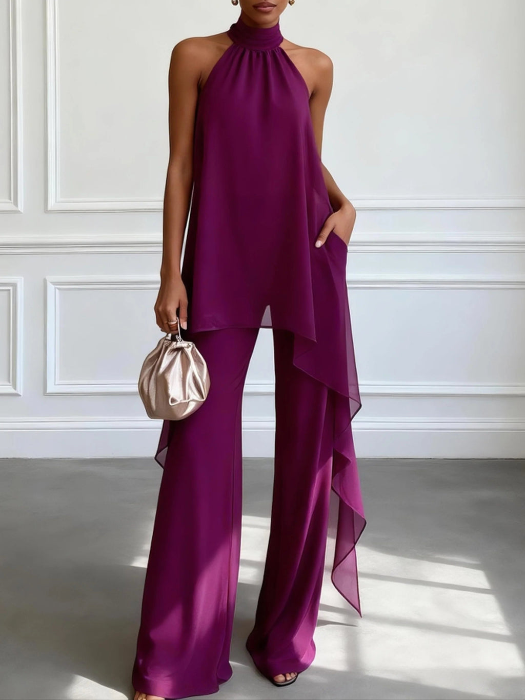 Elegant sæt med halterneck og bukser