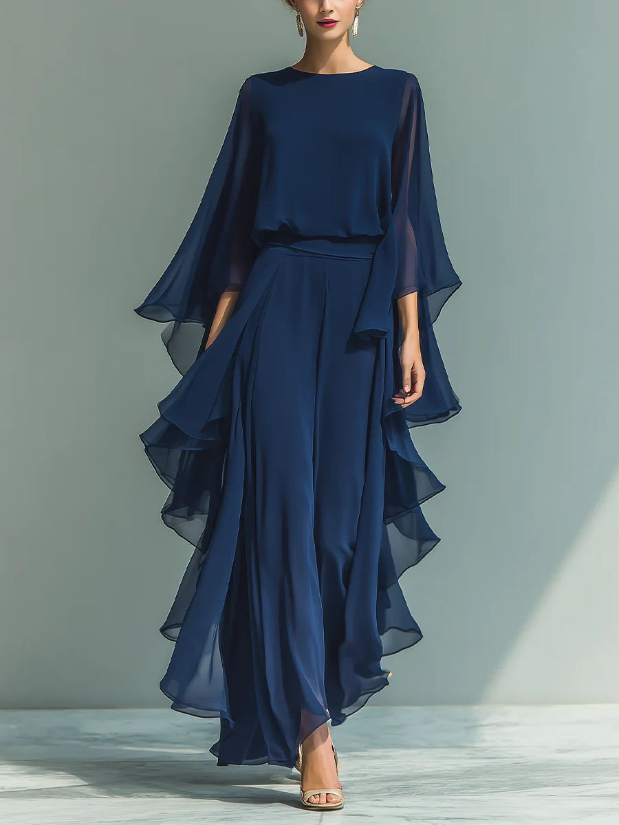 Aurora | Elegant chiffonsæt med flæser