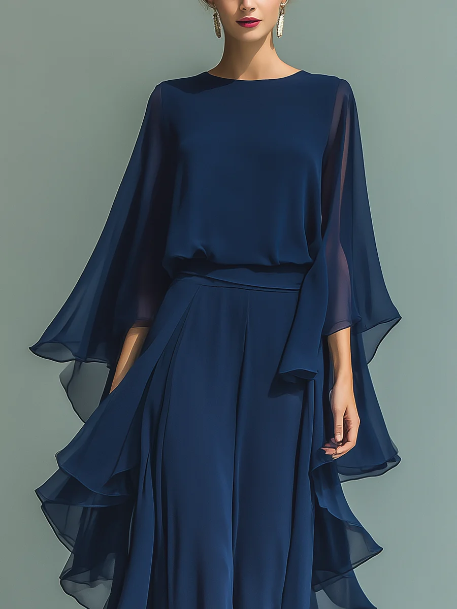 Aurora | Elegant chiffonsæt med flæser