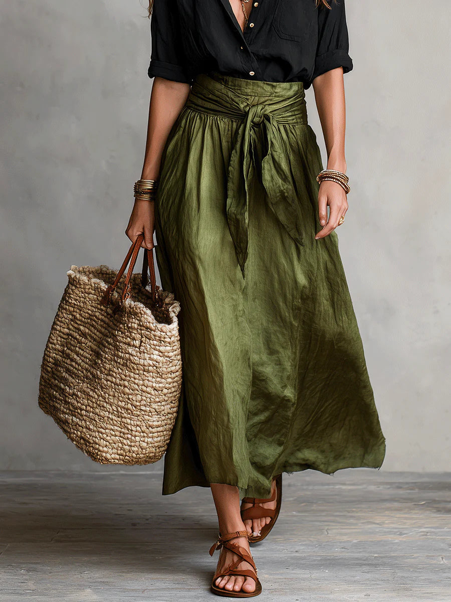 Vera | Satin midi-sæt med matchende bluse