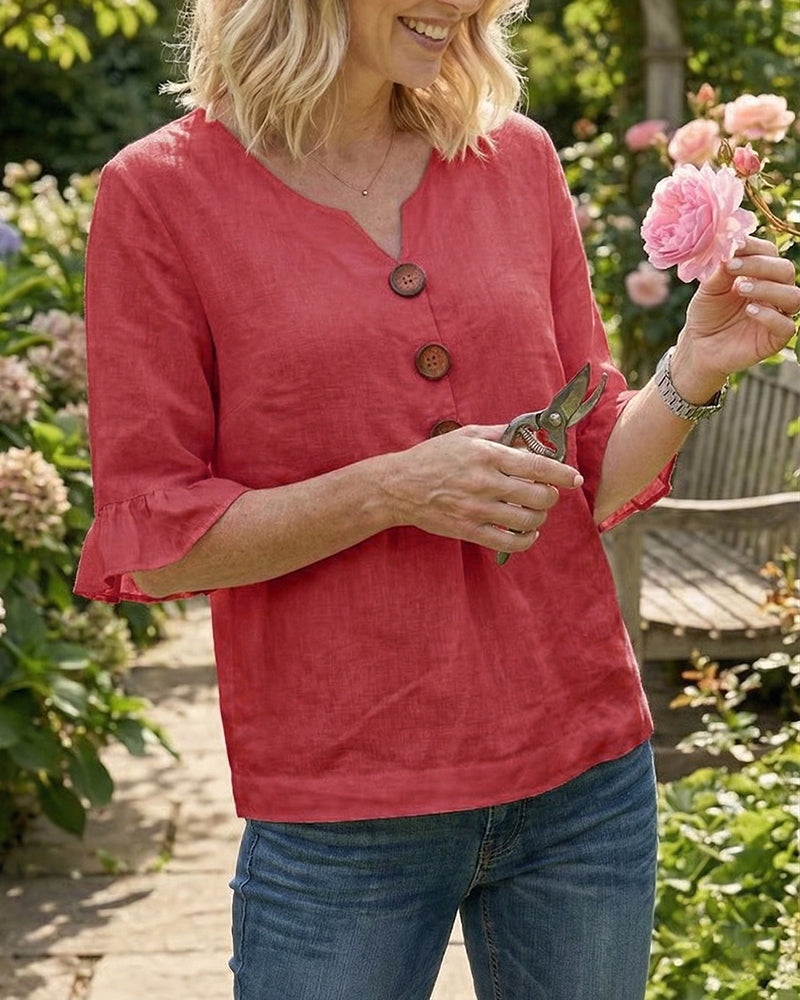 Cynthia | Afslappet ensfarvet bluse
