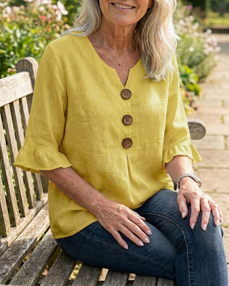 Cynthia | Afslappet ensfarvet bluse