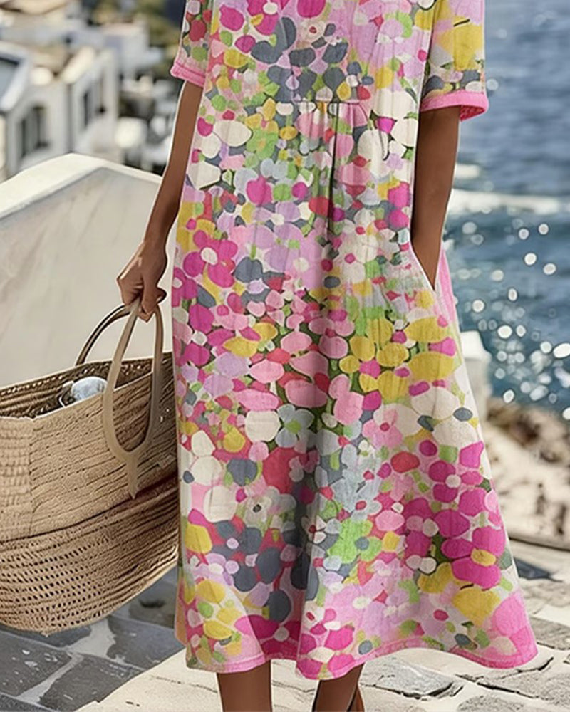 Elena™ | Elegant blomstret sommerkjole i midi-længde