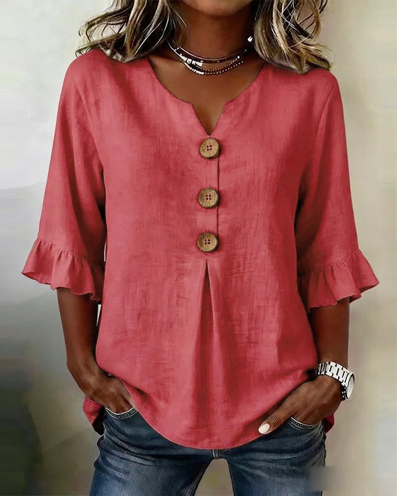 Cynthia | Afslappet ensfarvet bluse