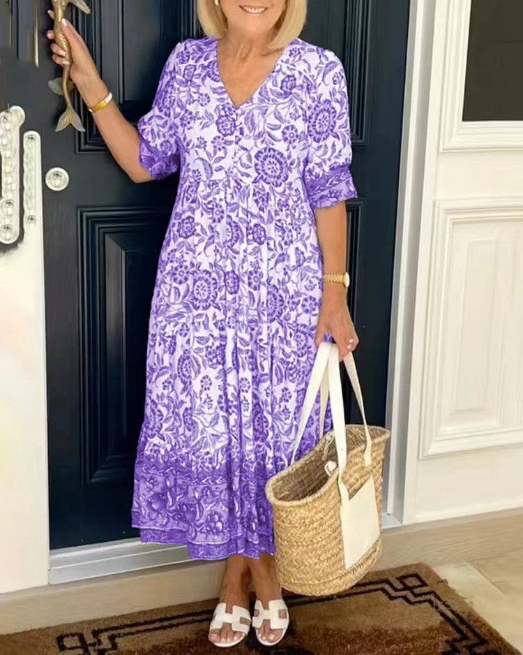 Keisha | Elegant V-udskæring med blomsterprint