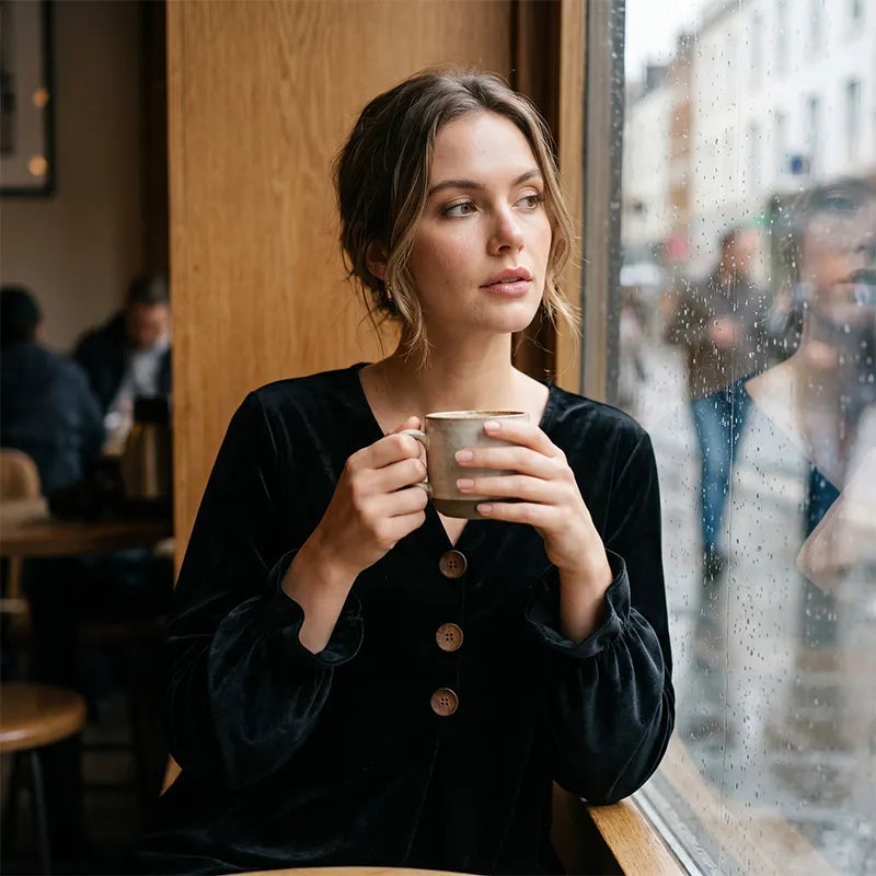 Karla – Blød bluse med V-hals og knapper