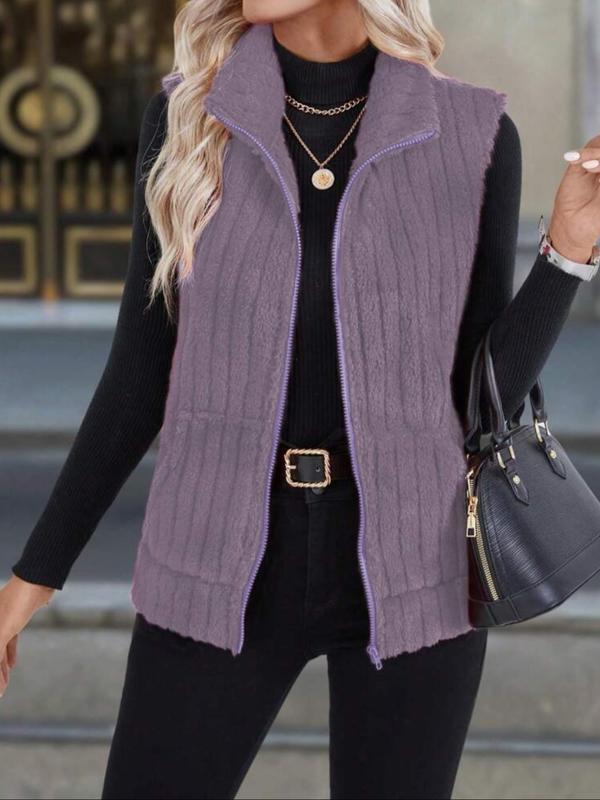 GRACE™ – Ribbet fleecevest med lynlåslomme