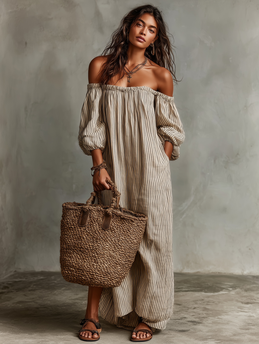 Carmen | maxikjole med off-the-shoulder-design
