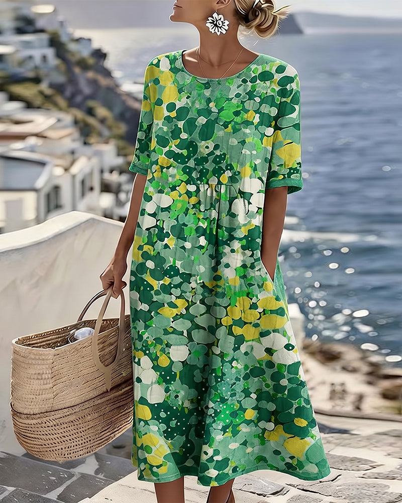 Elena™ | Elegant blomstret sommerkjole i midi-længde
