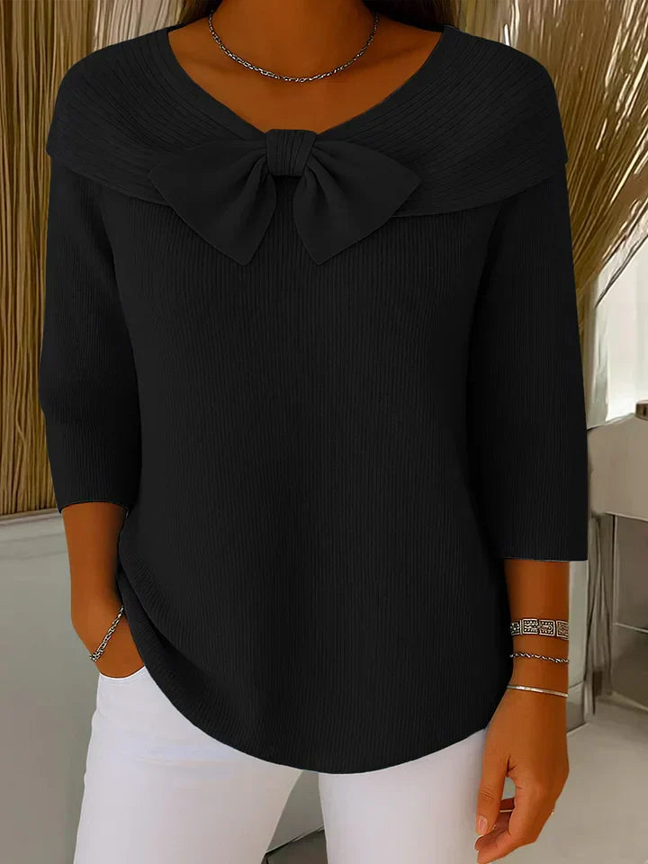 Mylie – Strikket Bluse med Rund Hals