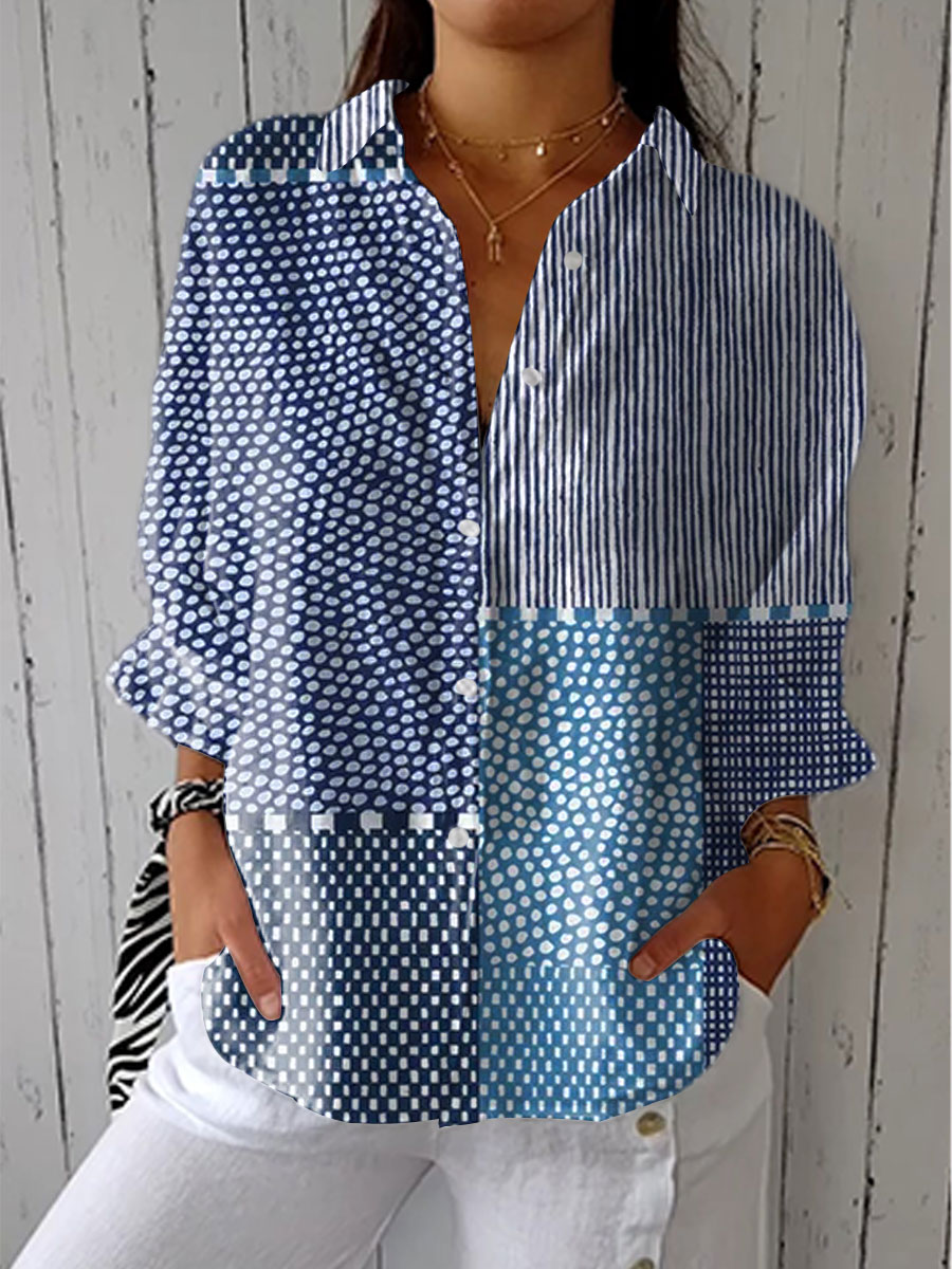 Pamela – Bluse i kystinspireret patchwork