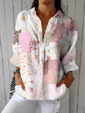 Judith – Bluse i pastelfarvet patchwork