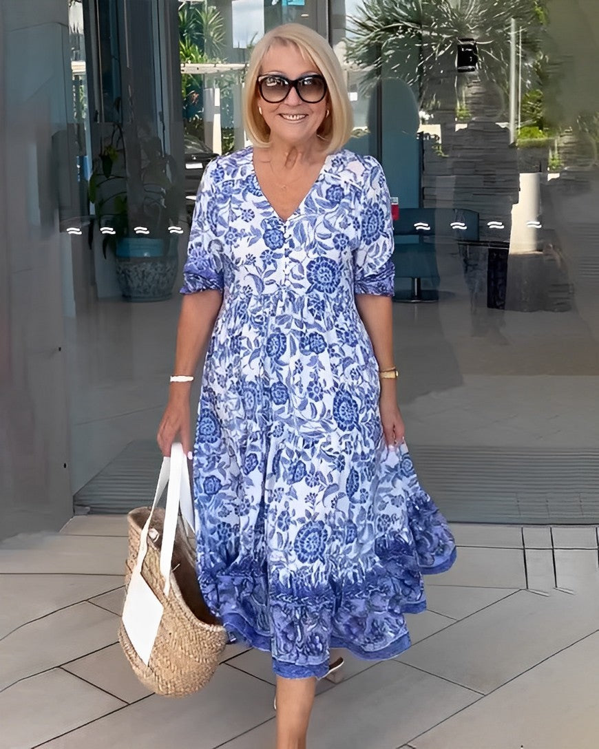 Keisha | Elegant V-udskæring med blomsterprint