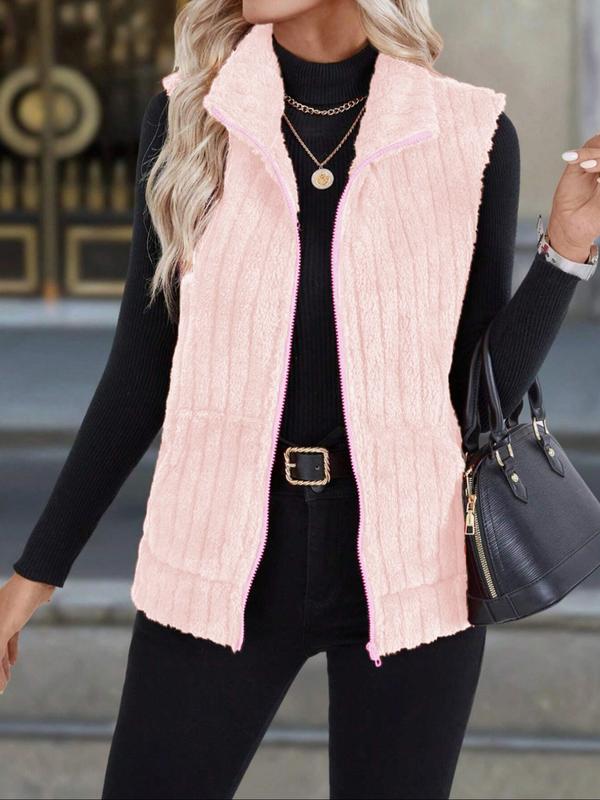 GRACE™ – Ribbet fleecevest med lynlåslomme