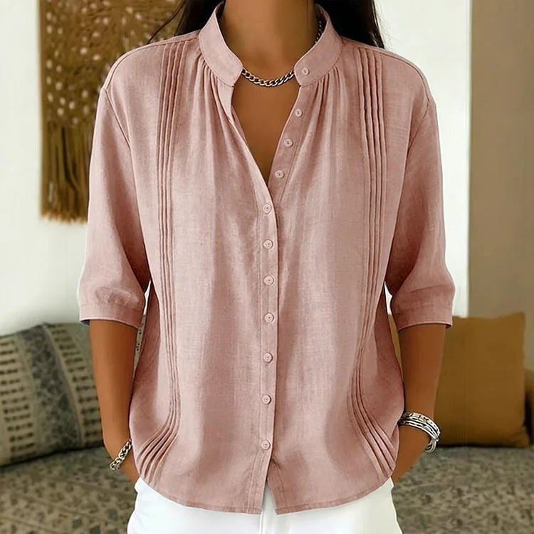 Nora – Casual bluse med plisserede detaljer