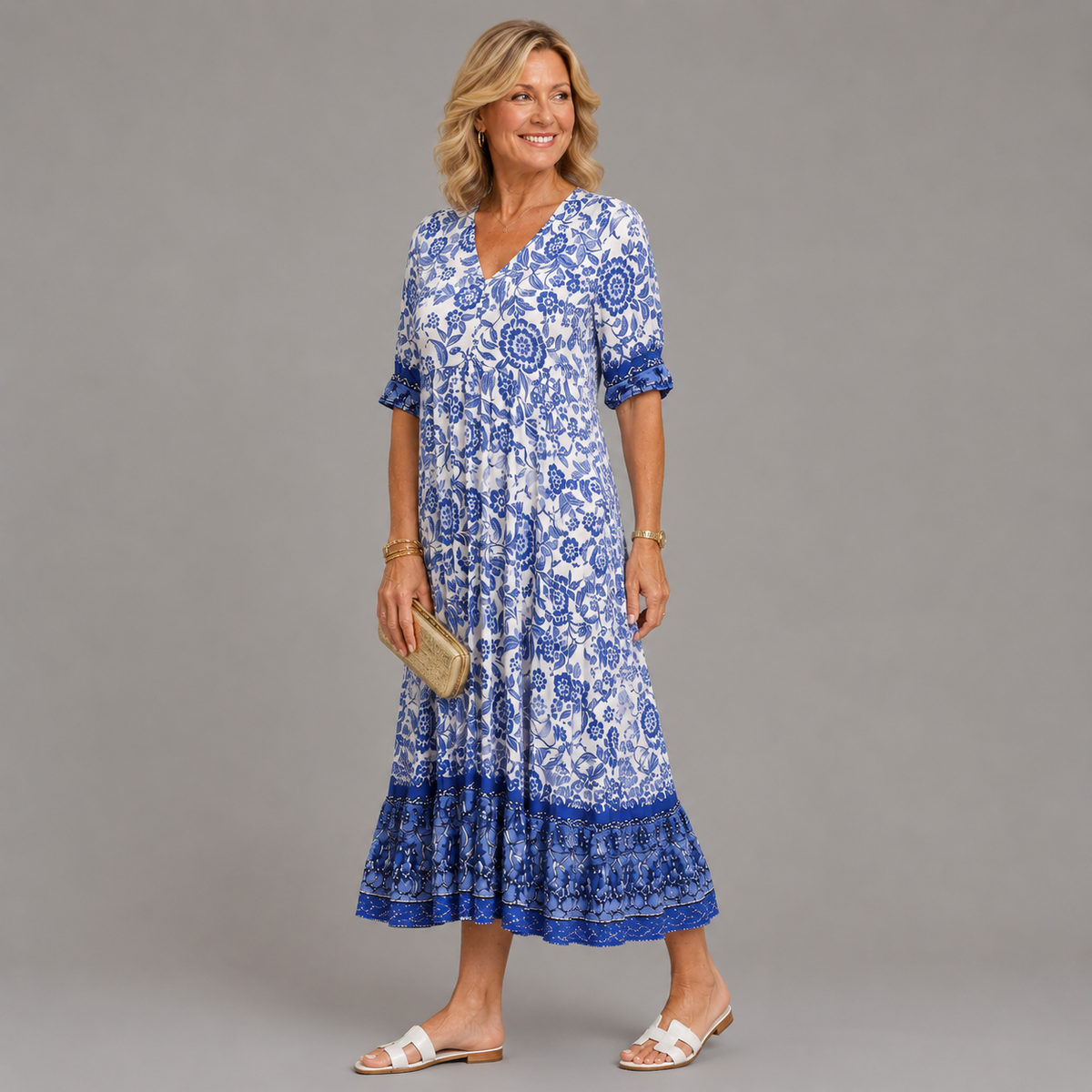 Keisha | Elegant V-udskæring med blomsterprint