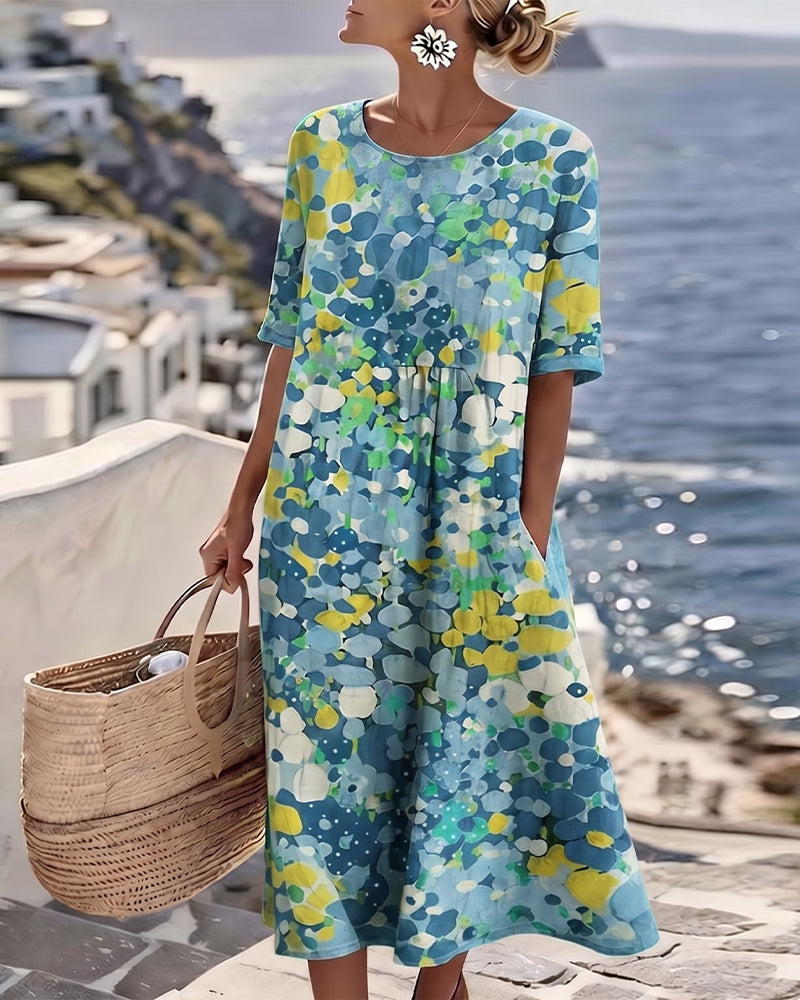 Elena™ | Elegant blomstret sommerkjole i midi-længde