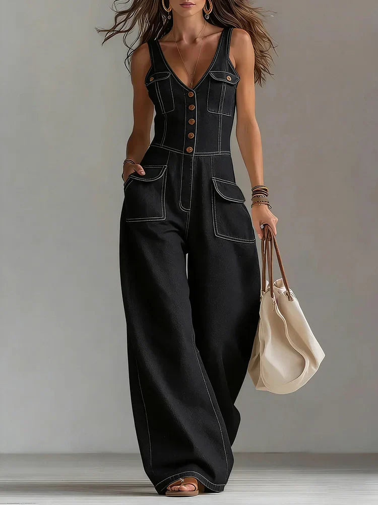 Sophie | Casual jumpsuit i bred denim