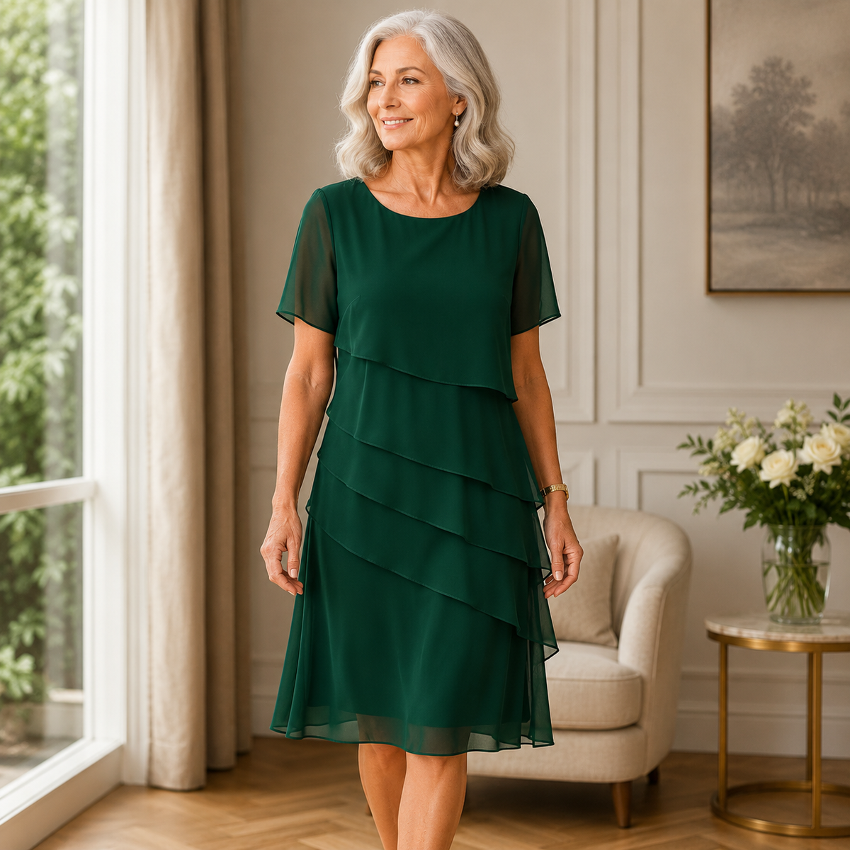 Linda | Elegant og behagelig kjole med flæser