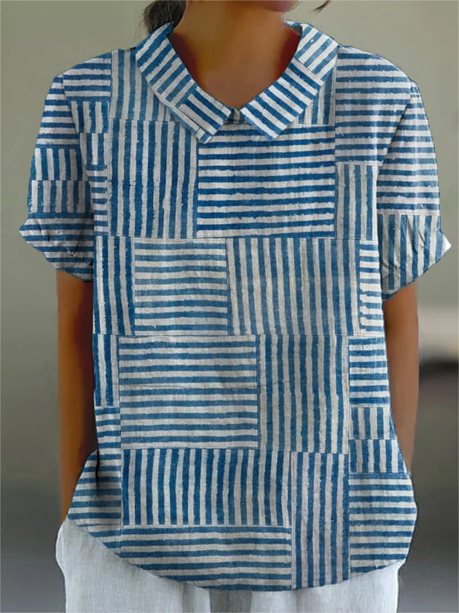 Amelia | Stribet patchwork-skjorte