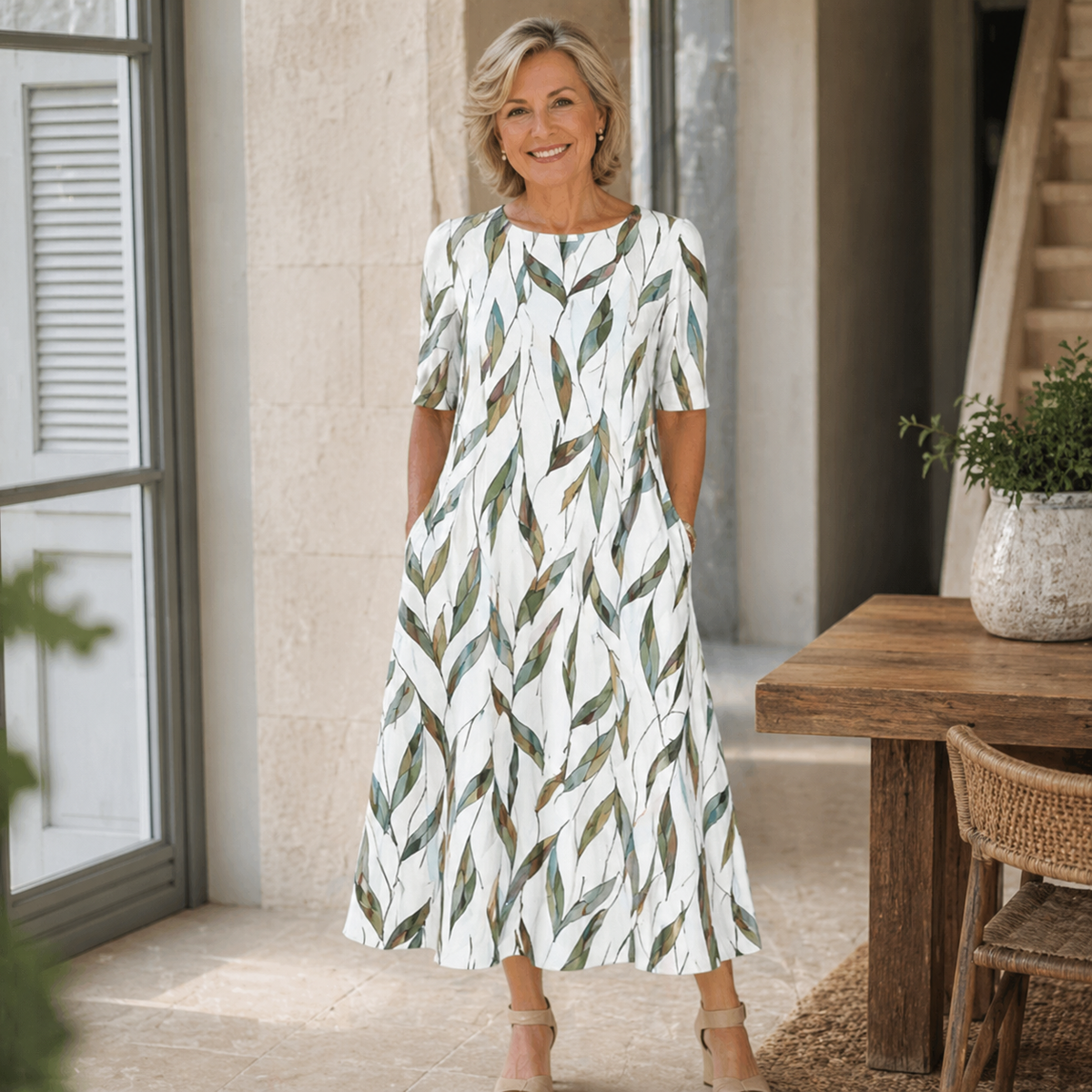 Sarah | Midi-kjole med afslappet blomsterprint