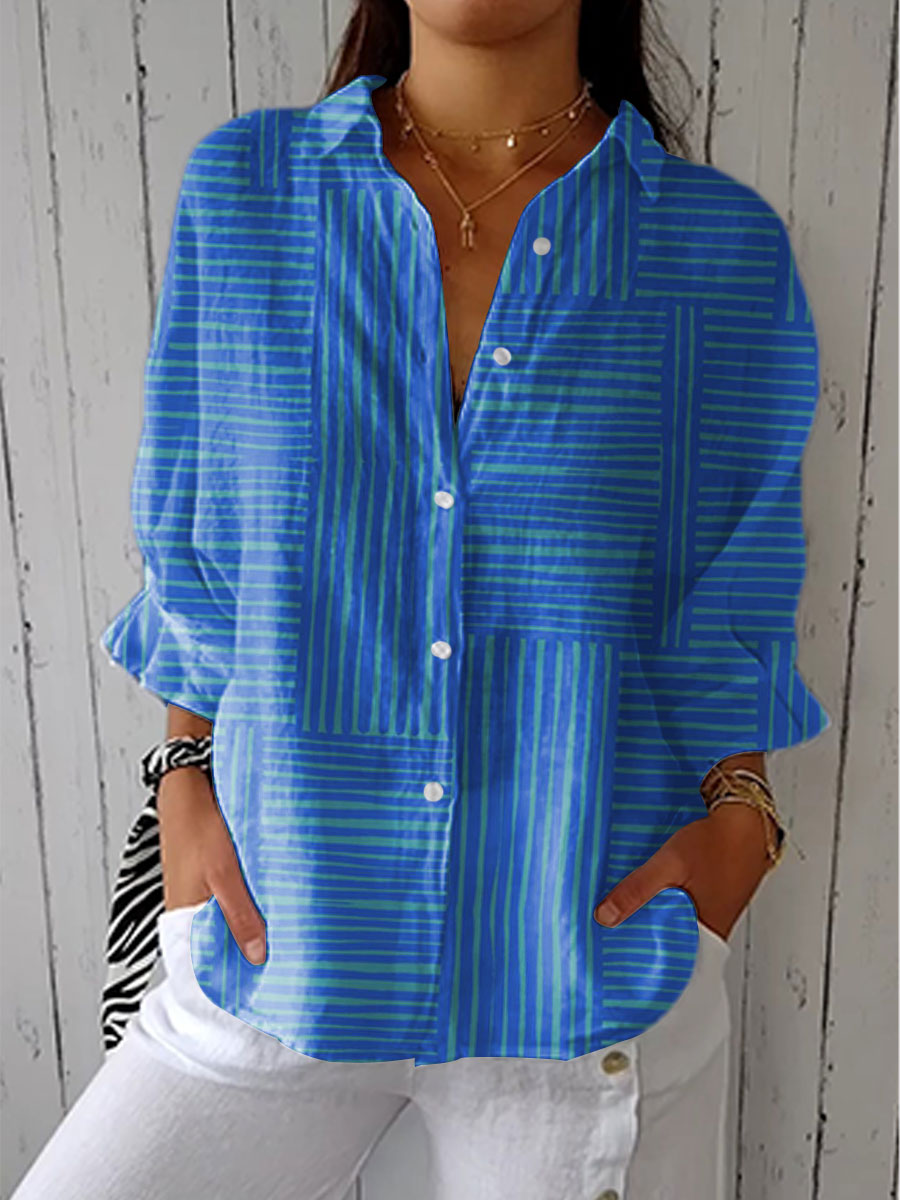 Alison – Blå stribet bluse