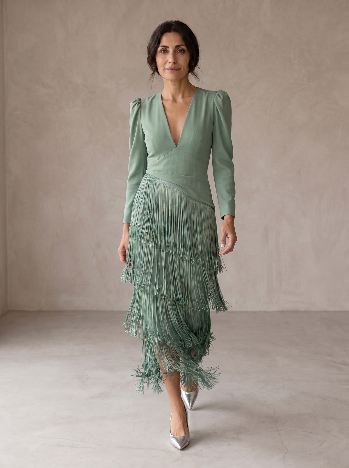 Chiara | Elegant kjole med frynser på ærmerne