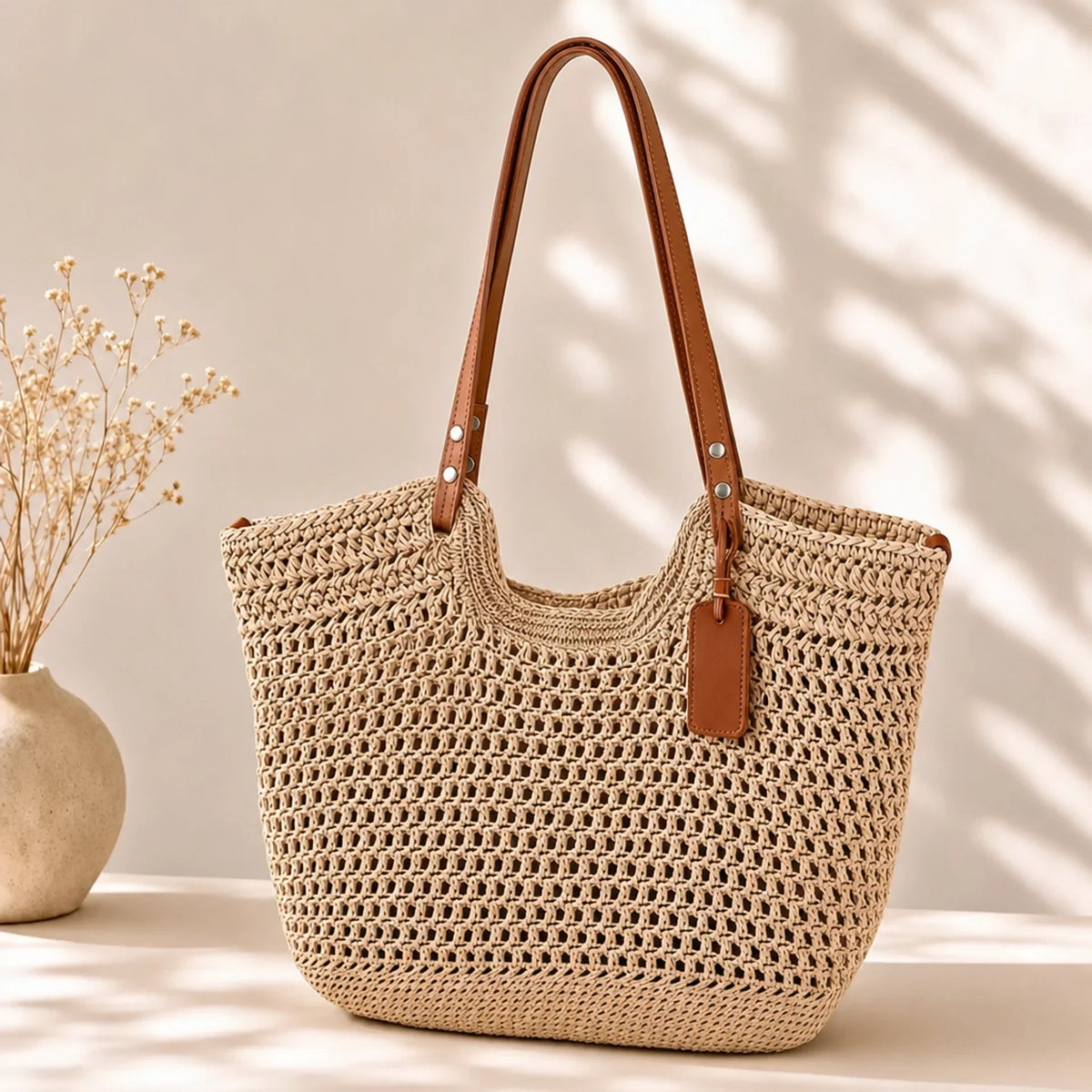 Isolde – Flettet shopper med geometrisk mønster