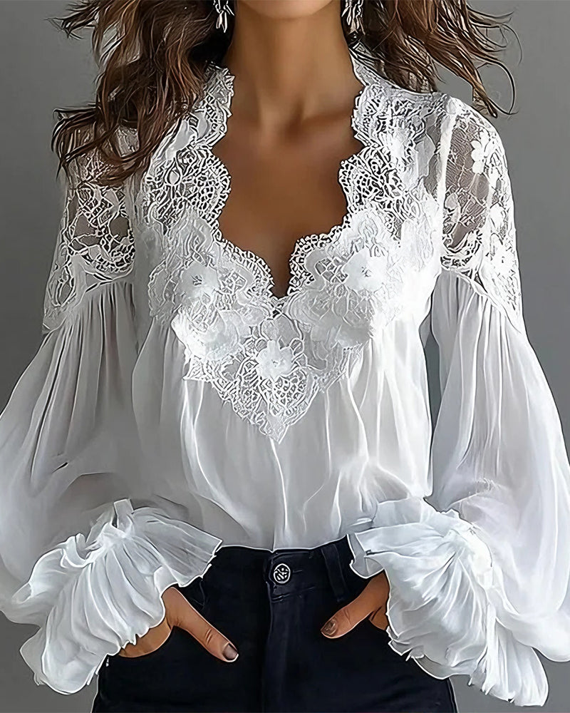 Joelle | Elegant blondebluse med puffærmer