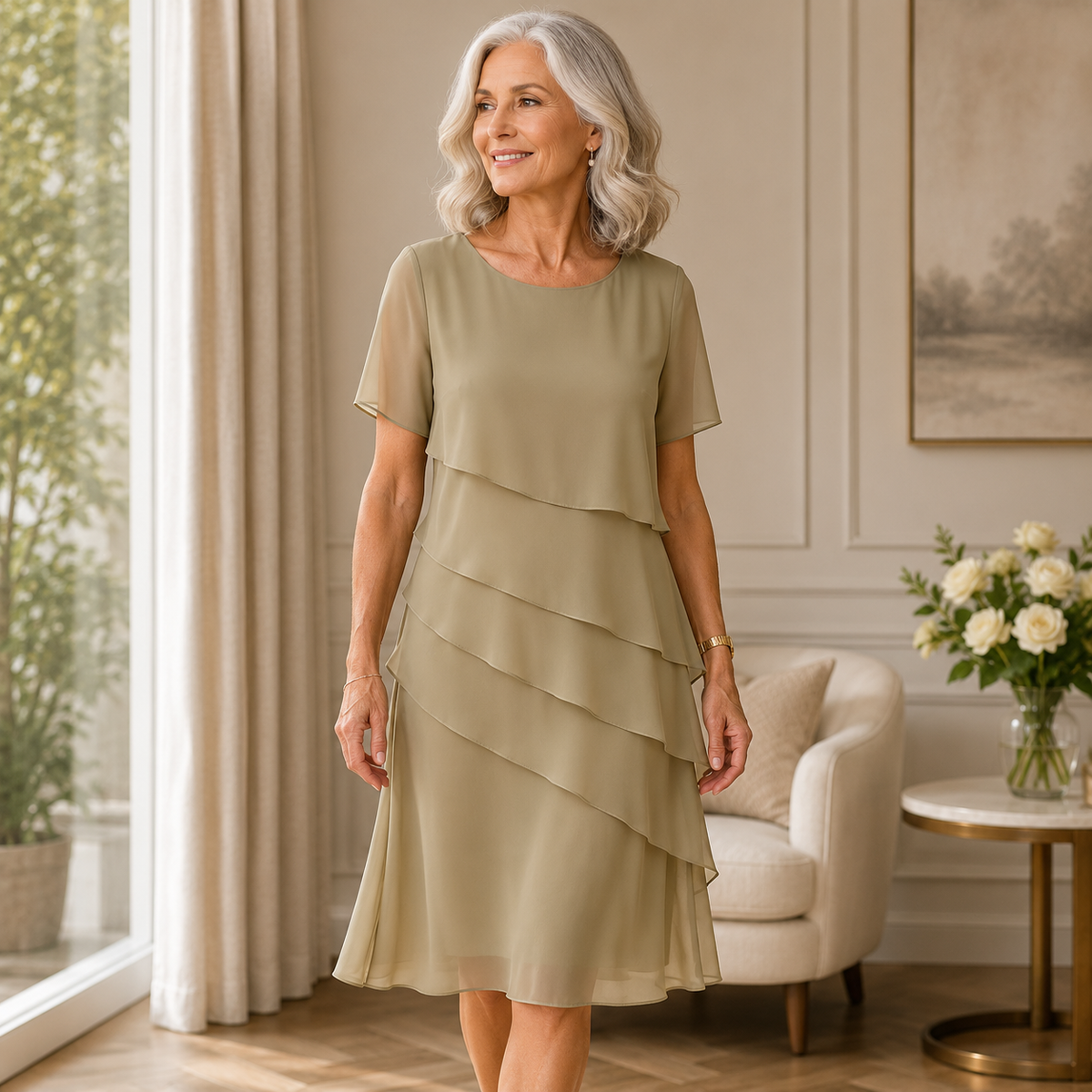Linda | Elegant og behagelig kjole med flæser