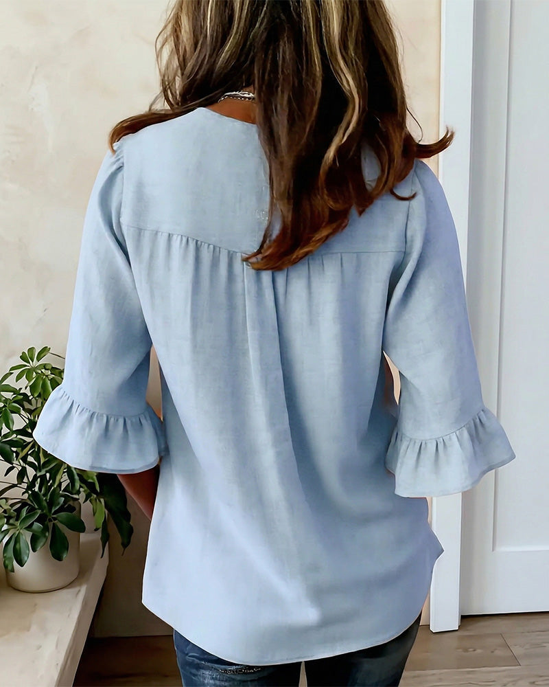 Cynthia | Afslappet ensfarvet bluse