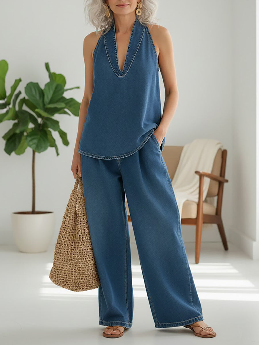 Ivy | Vintage Washed Soft Denim Look todelt sæt