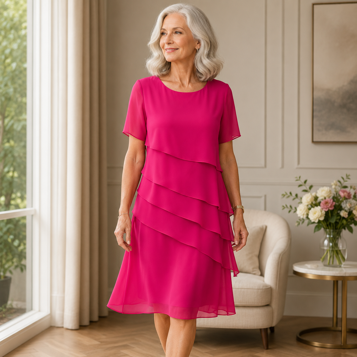 Linda | Elegant og behagelig kjole med flæser