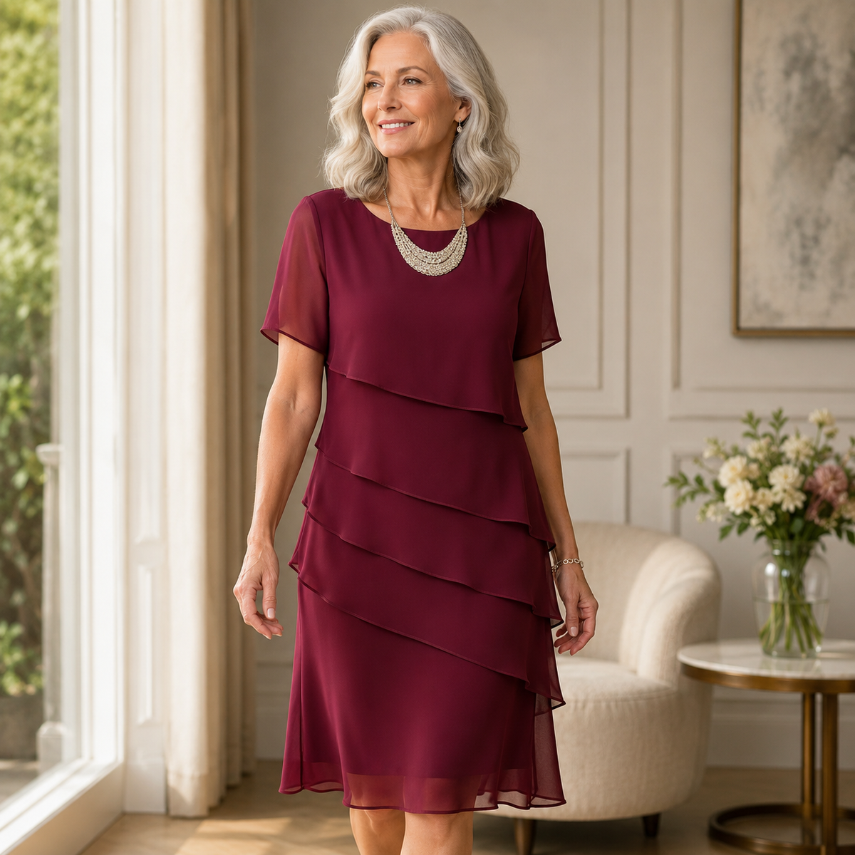 Linda | Elegant og behagelig kjole med flæser