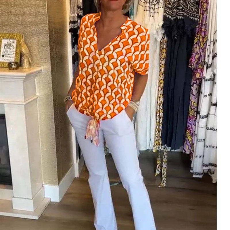 Estelle – Printet V-hals Casual Top