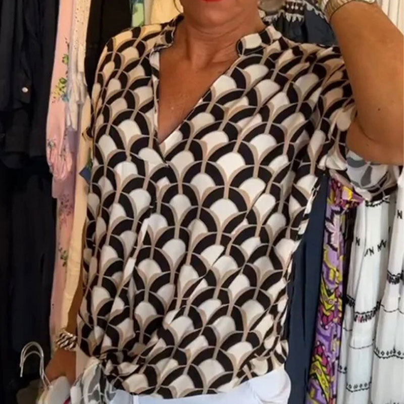 Estelle – Printet V-hals Casual Top