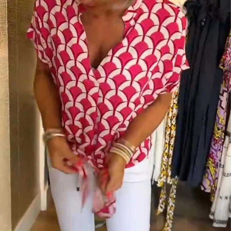 Estelle – Printet V-hals Casual Top