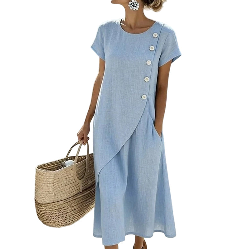 Mille – Let midi-kjole med asymmetriske knapper